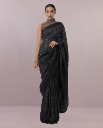 Asphalt kantha silk saree