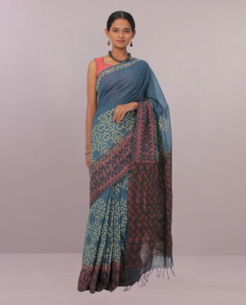 Hydrangea cotton endi saree