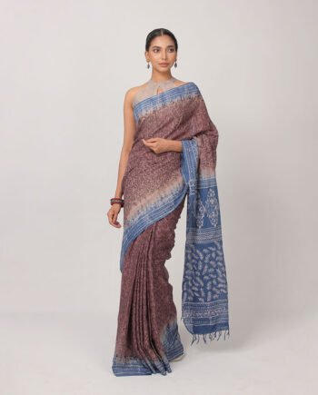 Lungo Blue Cotton saree